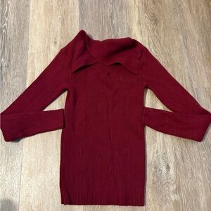 Zeagoo Off-the-Shoulder Burgundy Sweater